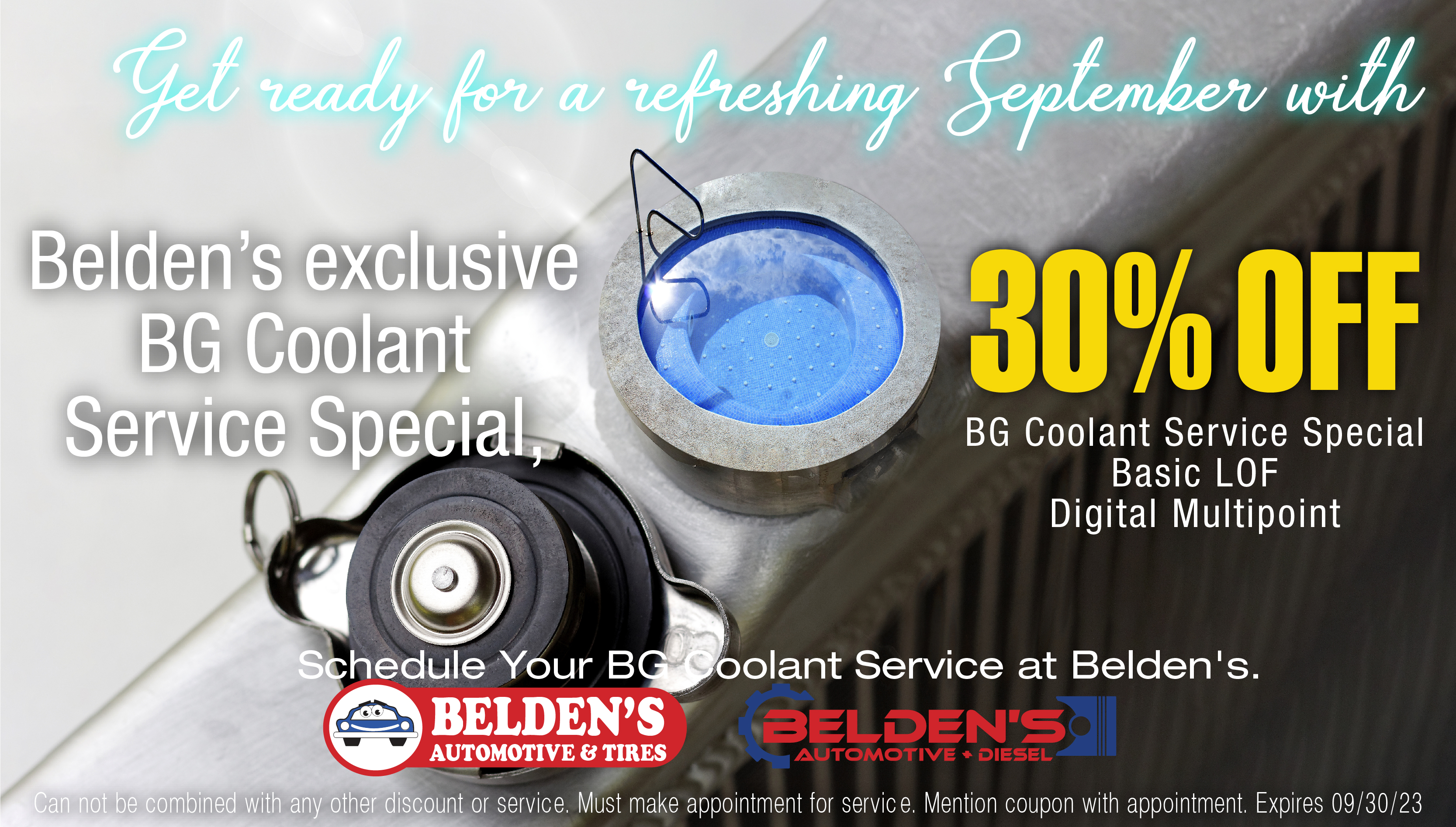 BG Coolant Service Special | Belden's Automotive September Special | Belden's Automotive & Tires