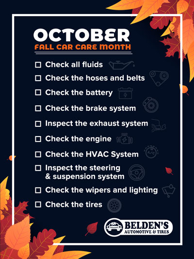 October Is Fall Car Care Month image - Belden's Automotive & Tires