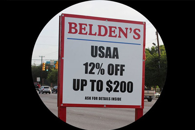 Our Coupon Sign - Medical Center Location | Belden's Automotive & Tires